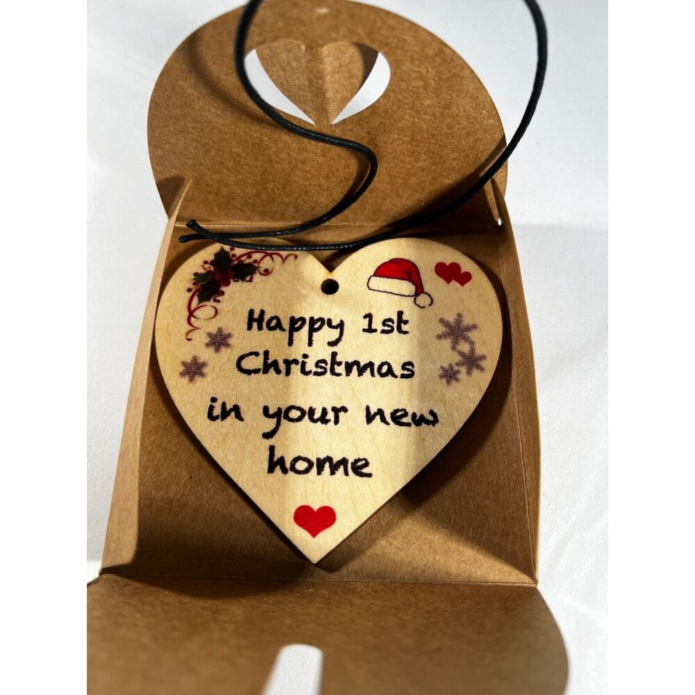 NEW Wooden Heart Christmas Ornament Happy 1st Christmas in Your New Home